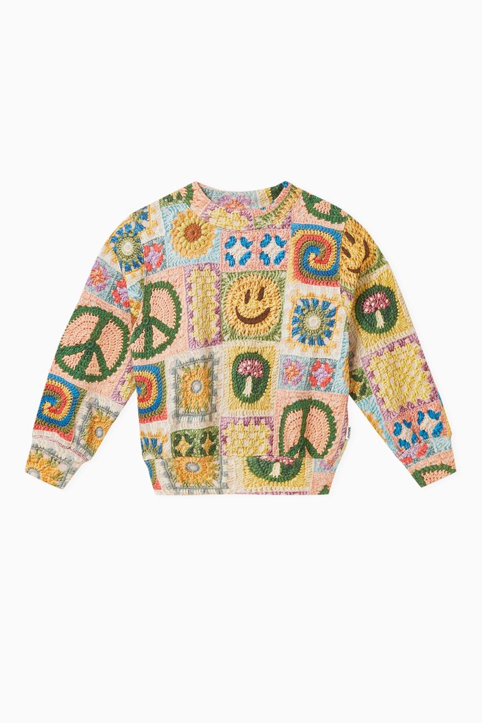 

Marge Crochet Vibe Sweatshirt in Organic Cotton, Multicolour