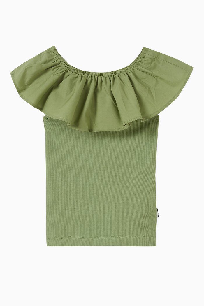 

Reca Frill Top in Cotton-jersey, Green
