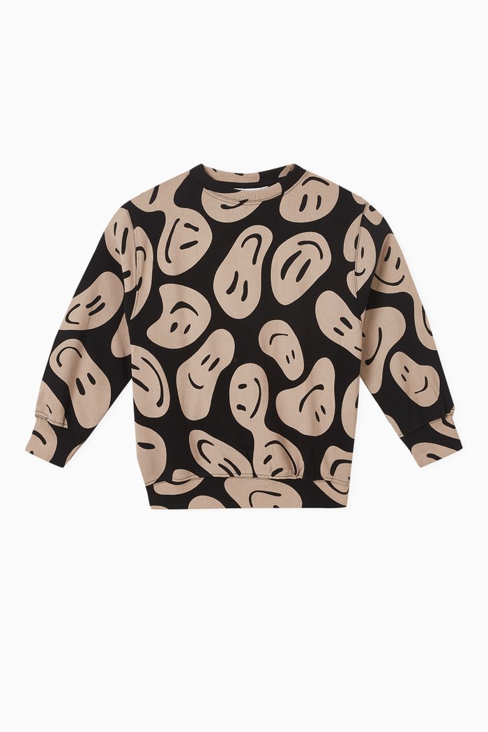 

Monti Big Smiley Sweatshirt in Organic Cotton, Black