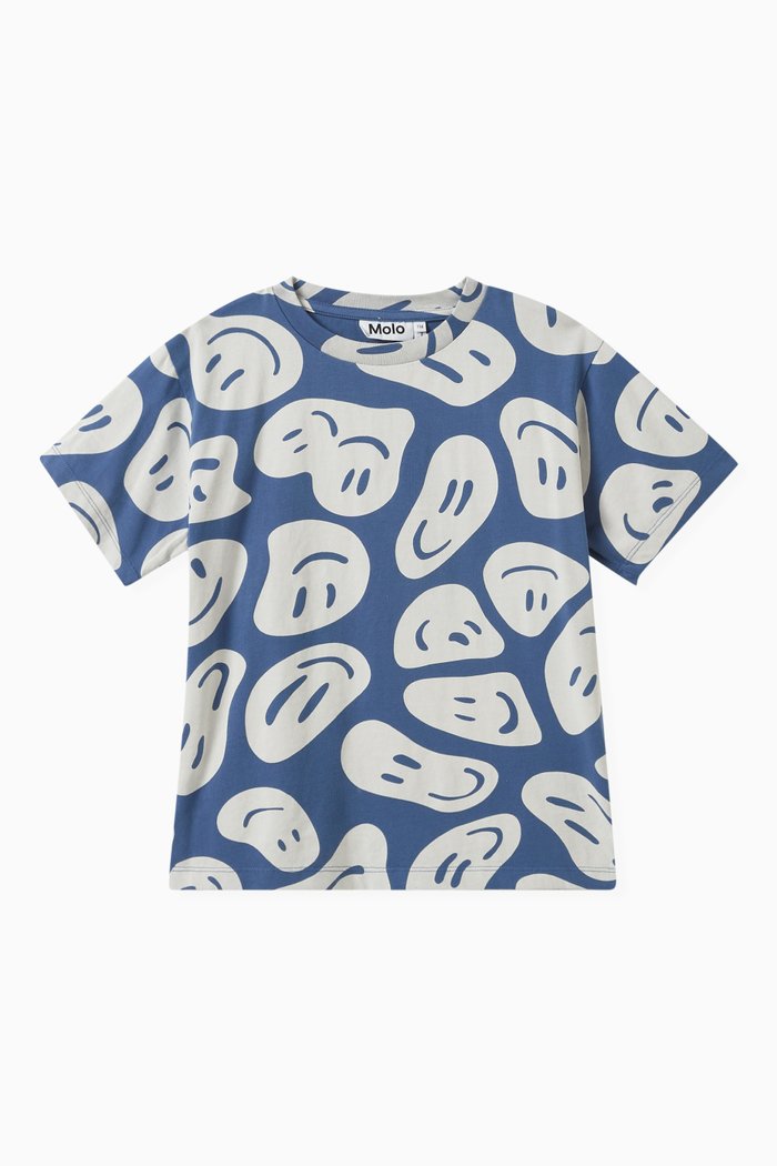 

Riley Smile T-shirt in Organic-cotton, Blue