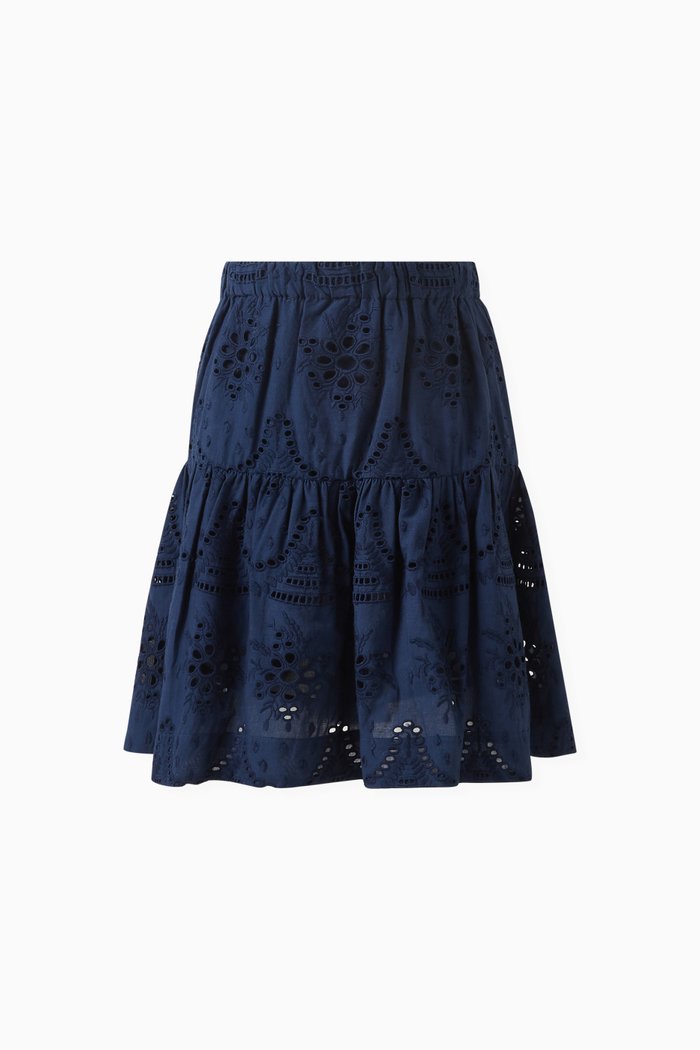 

Bianna Broderie Anglaise Skirt in Cotton, Blue