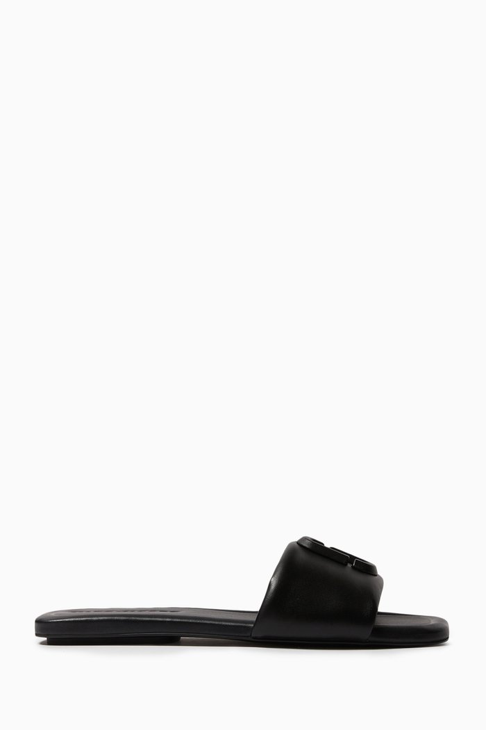 

The J Marc Slide Sandals in Leather, Black