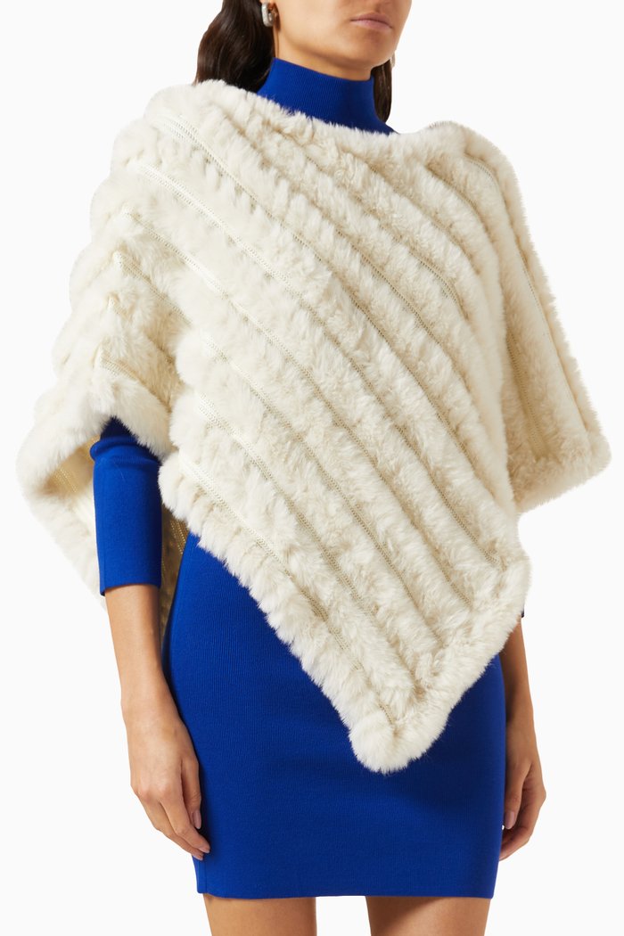 Prosit Poncho in Wool-blend, White