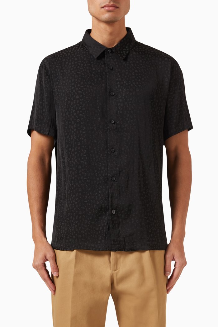 

Bruce Leopard Shirt in Jacquard, Black