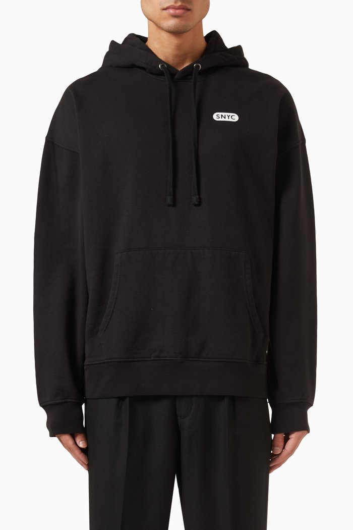 

Warren Sound of NY Relaxed Hoodie in Brushed-fleece, Black