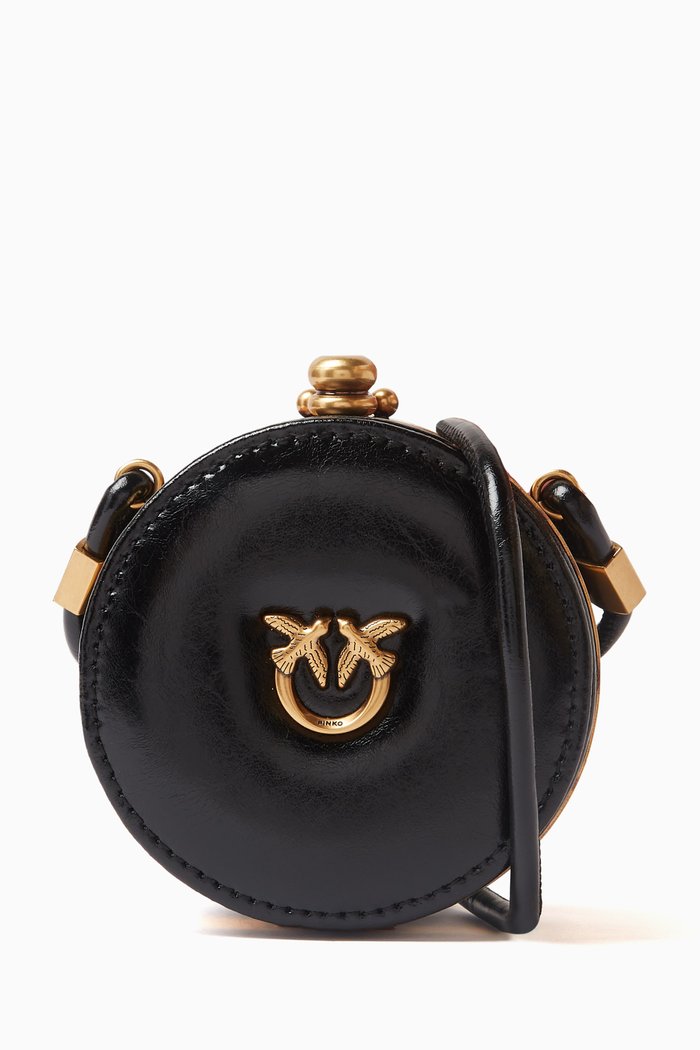 

Mini Clutch Crossbody Bag in Leather, Black