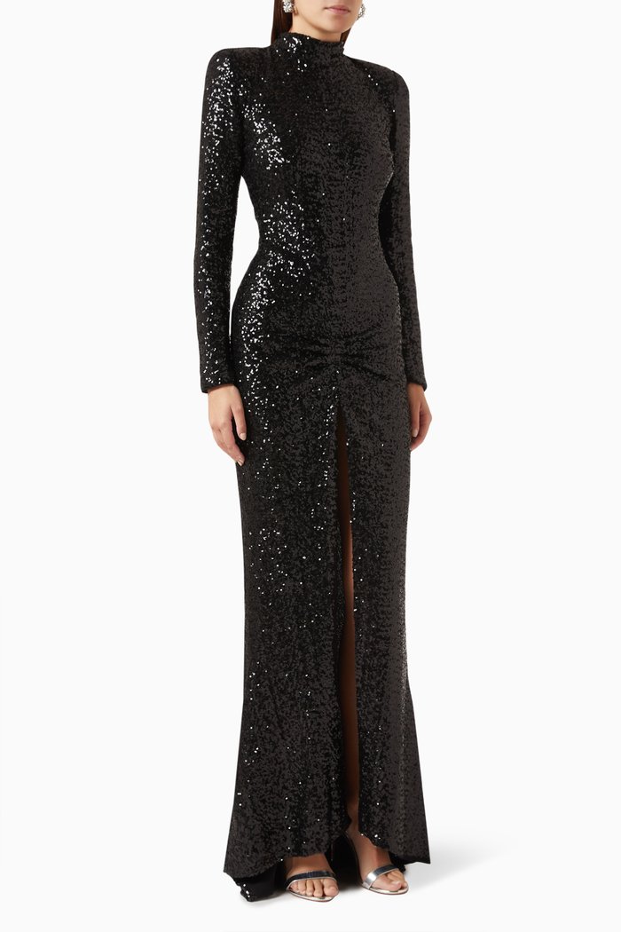 

Diffrazione Sequinned Open-back Maxi Dress, Black