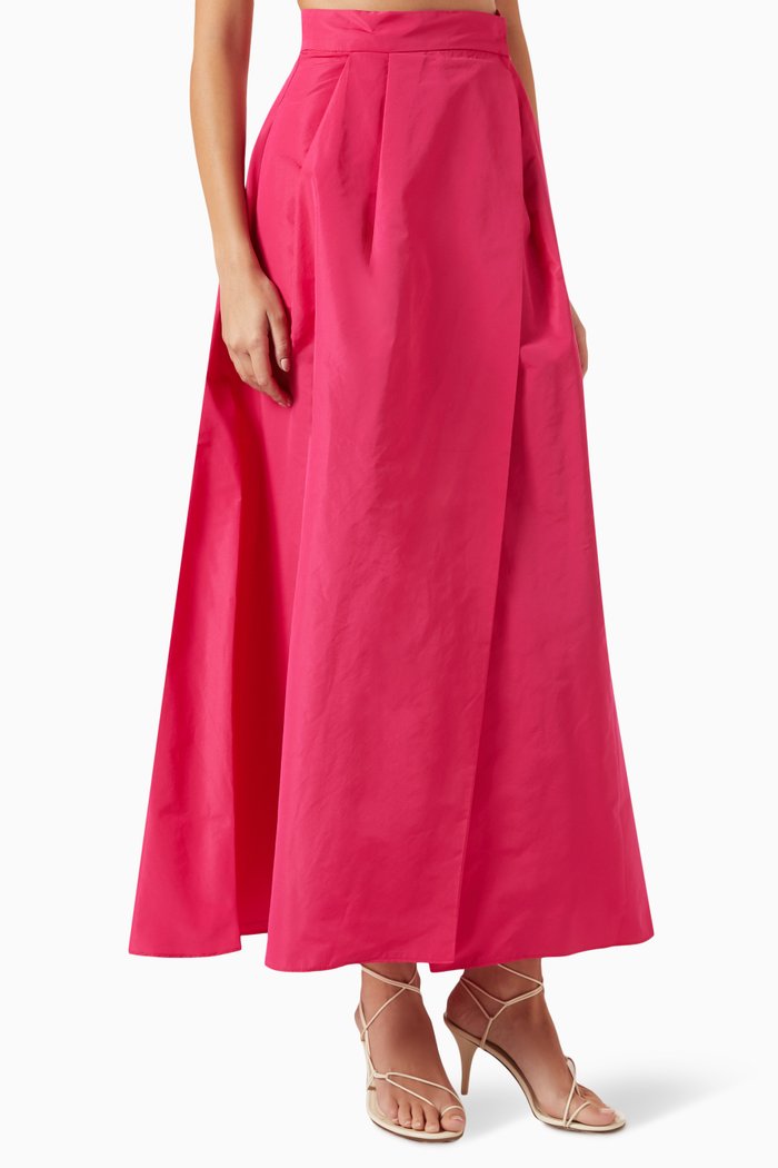 

Propenso Wrap-front Maxi Skirt in Taffeta, Pink