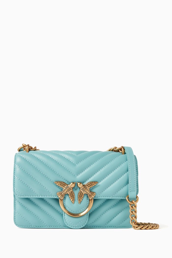

Mini Love Icon Crossbody Bag in Quilted Leather, Blue