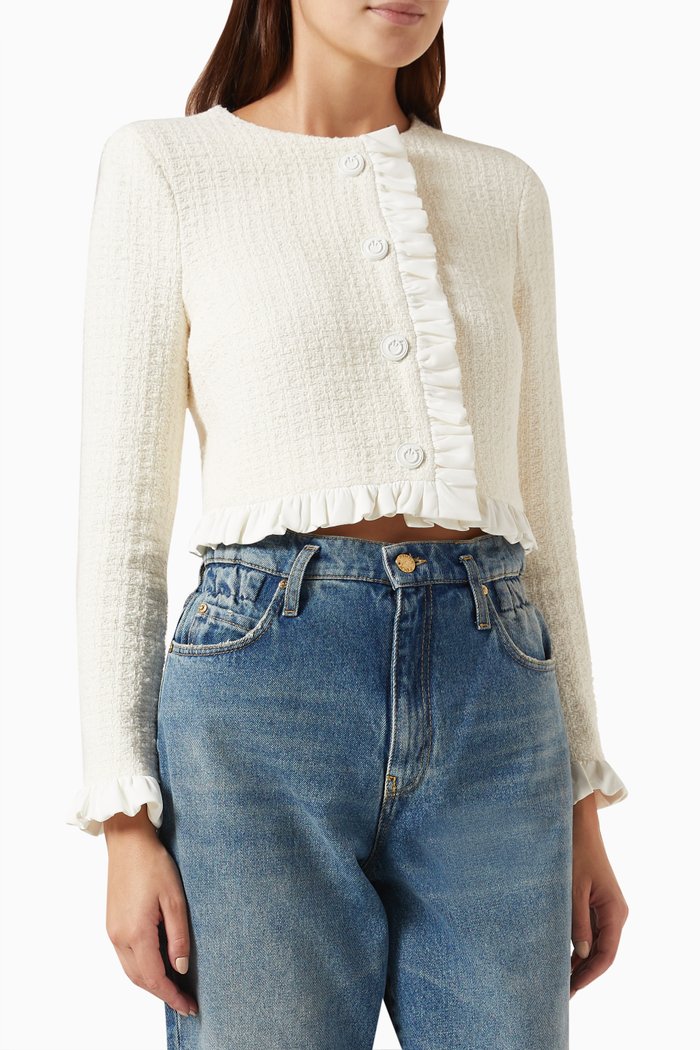 

Grandepuffo Crop Jacket in Tweed, White