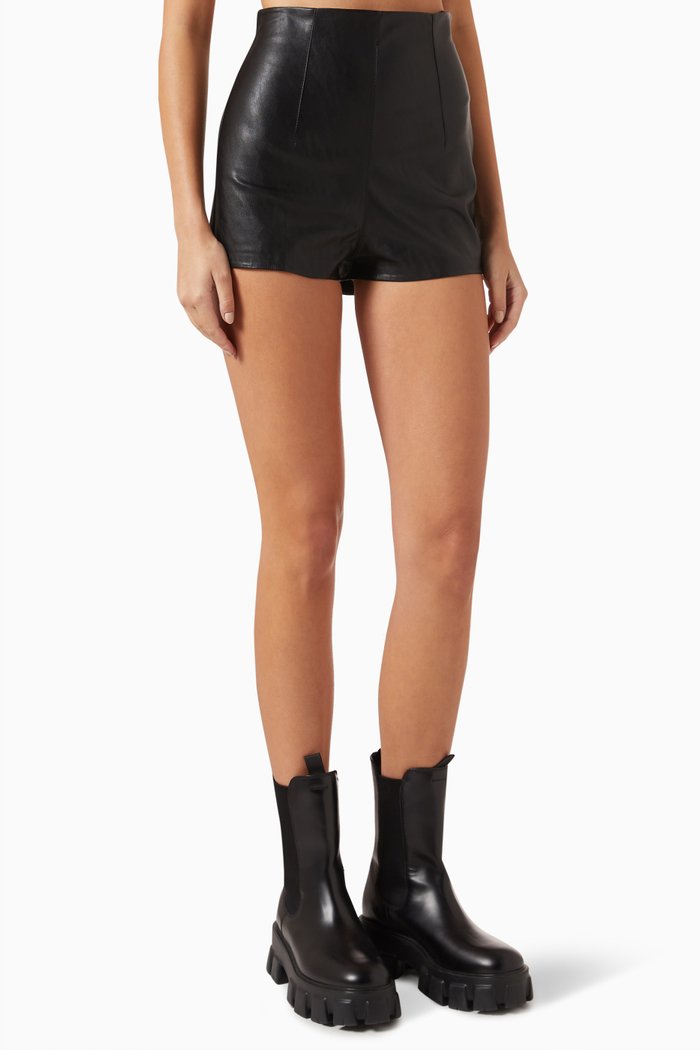 

Bel Air Shorts in Faux-leather, Black
