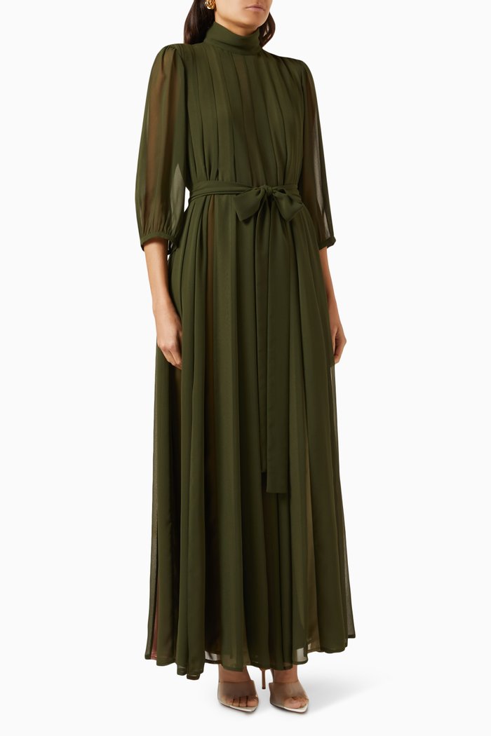 

Queens Maxi Dress in Crepe Chiffon, Green