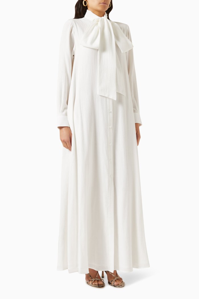 

Bow Maxi Dress in Cotton-blend, White