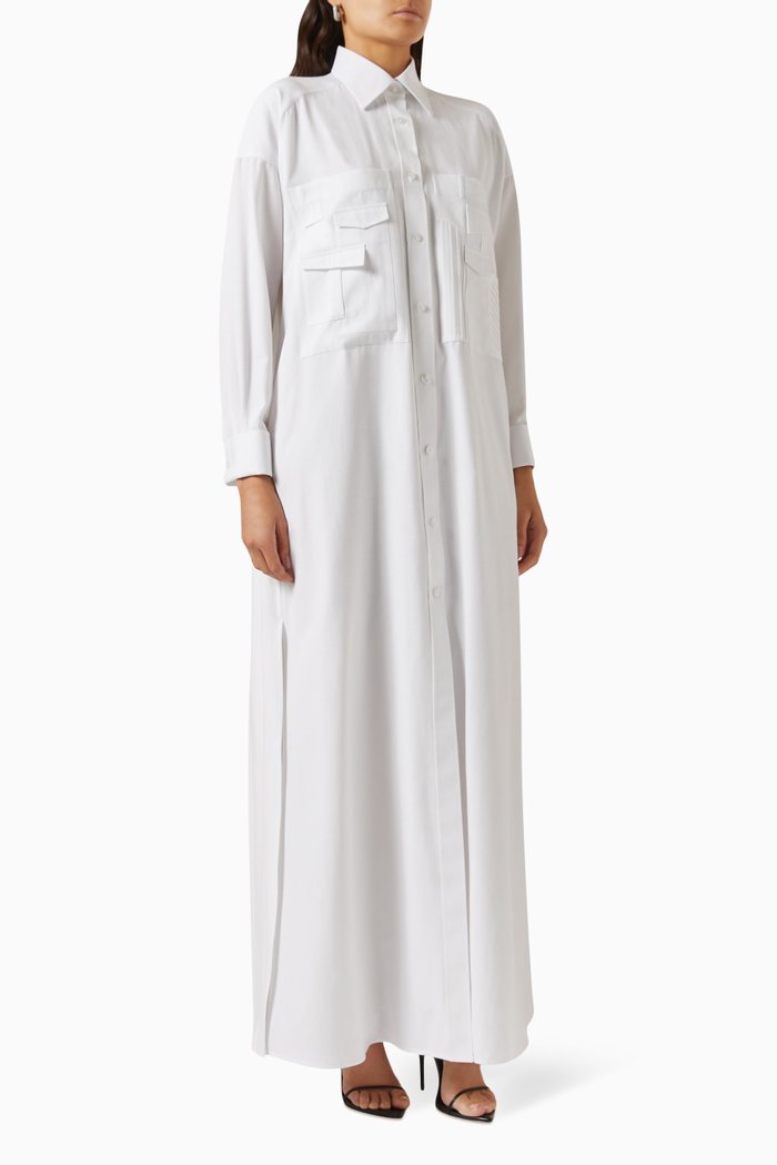 

Pocket Shirt Dress in Coton-blend, White