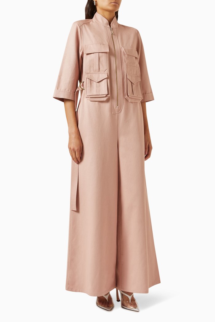 

Utility Jumpsuit in Cotton-blend, Pink