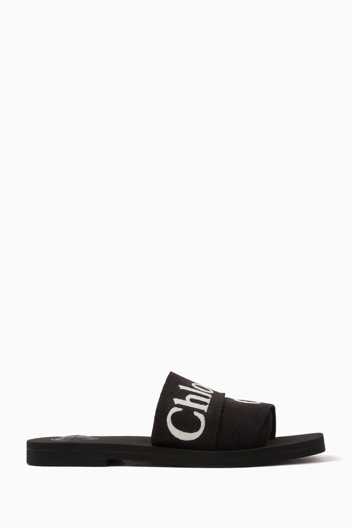 

Woody Slides in Monochrome Linen, Black
