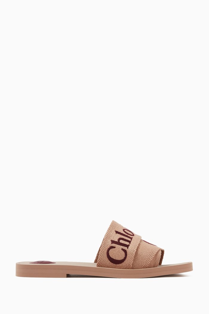 

Woody Slides in Monochrome Linen, Pink