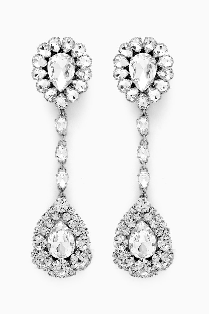 

Crystal Pendant Clip-on Earrings, Silver