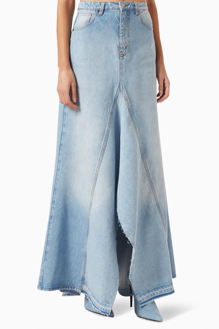

Extreme Godet Skirt in Denim, Blue