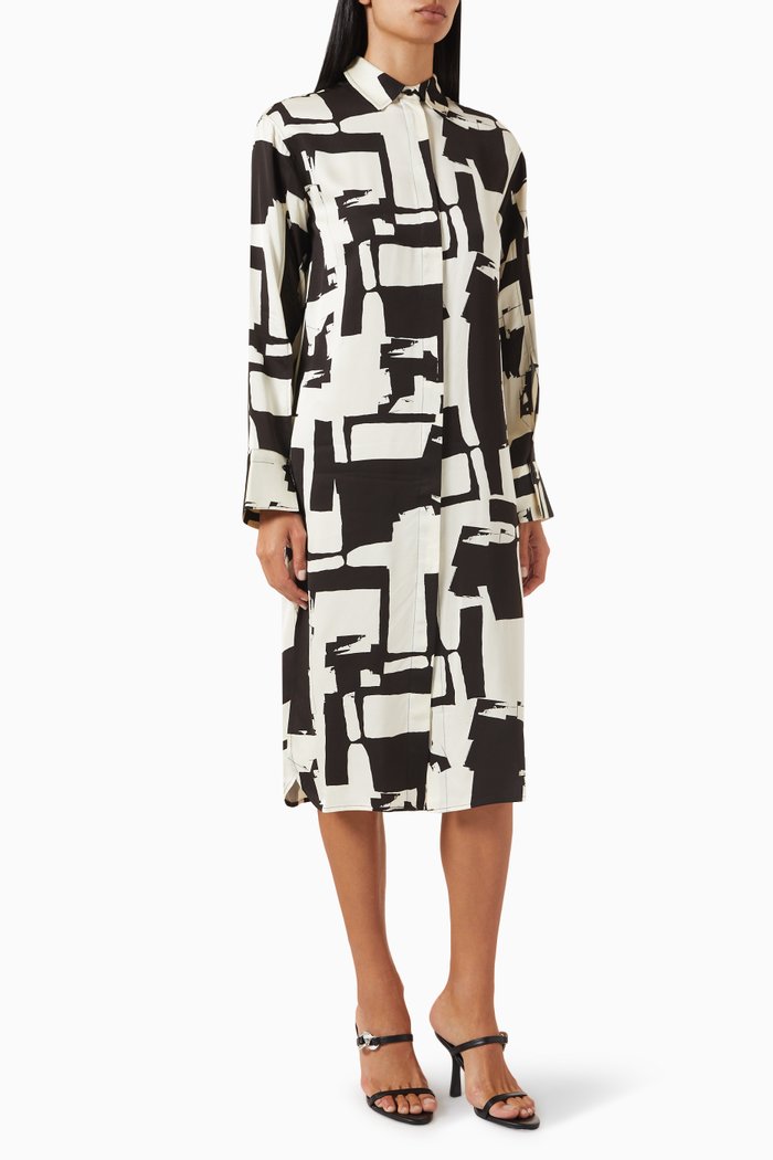 

Berry Printed Dress in Viscose, Black