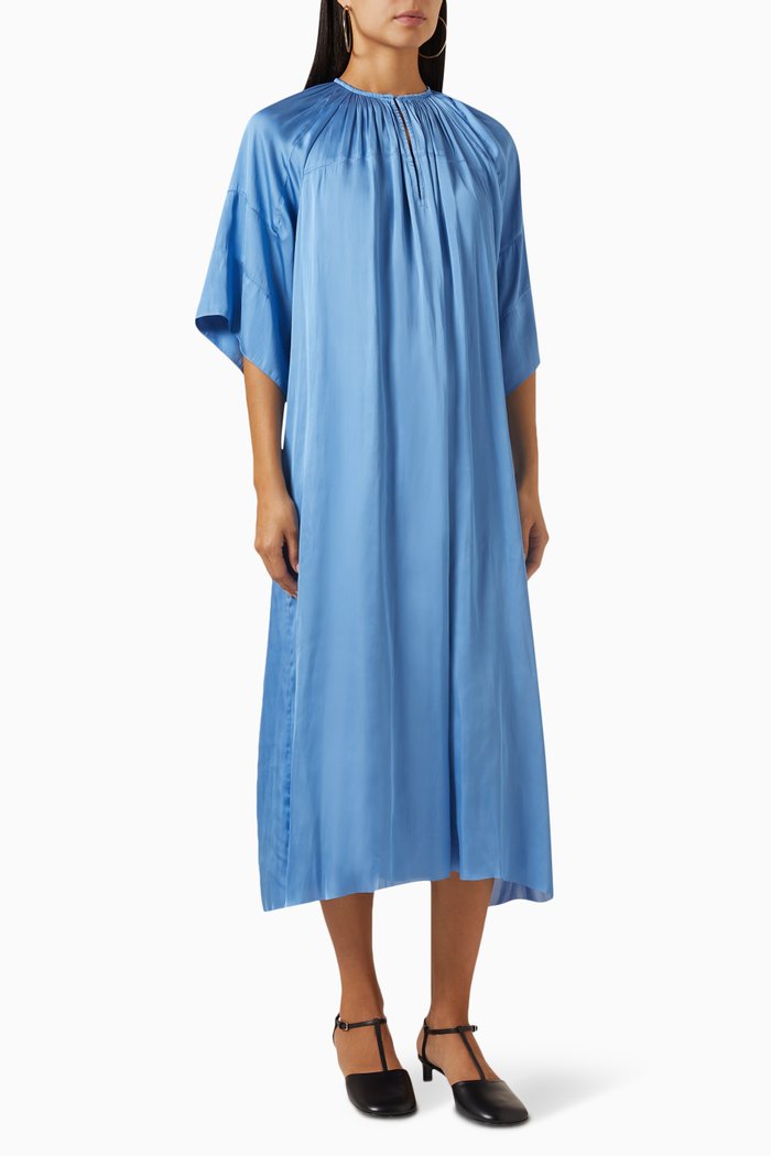 Jaden Midi Dress in Drape Fabric, Blue