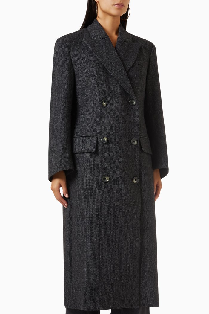 

Bert Coat in Herringbone Wool, Black