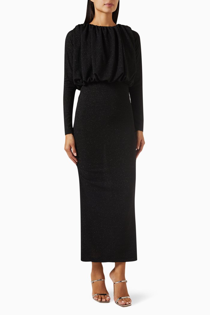 

Marion Maxi Dress in Shimmery Jersey, Black