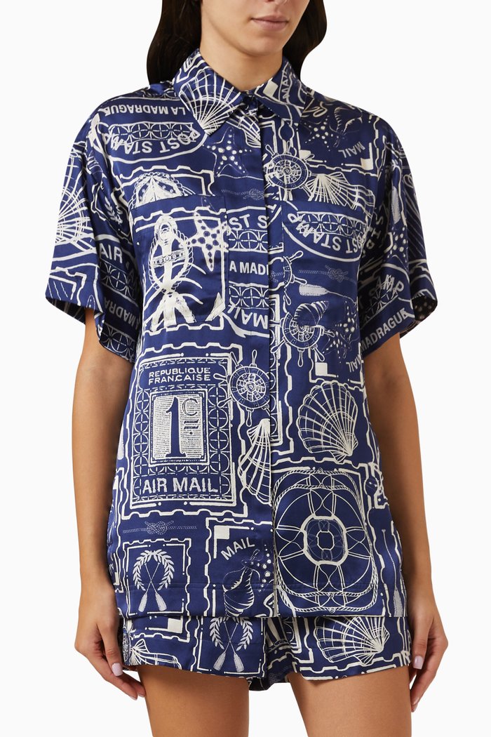 

Mer Relaxed Shirt in Silk, Blue