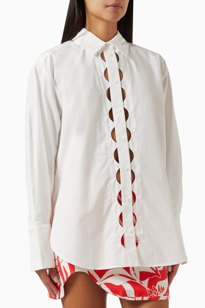 

Josephine Scallop Cut Out Oversized Shirt, Neutral