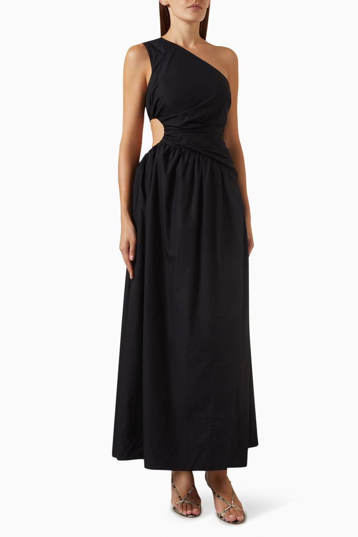 

Josephine Asymmetrical Cut Out Maxi Dress, Black