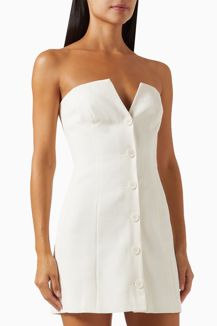 

Amura Strapless Button Up Mini Dress, Neutral