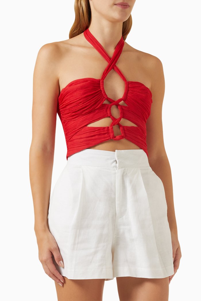 Margot Lace Up Top, Red