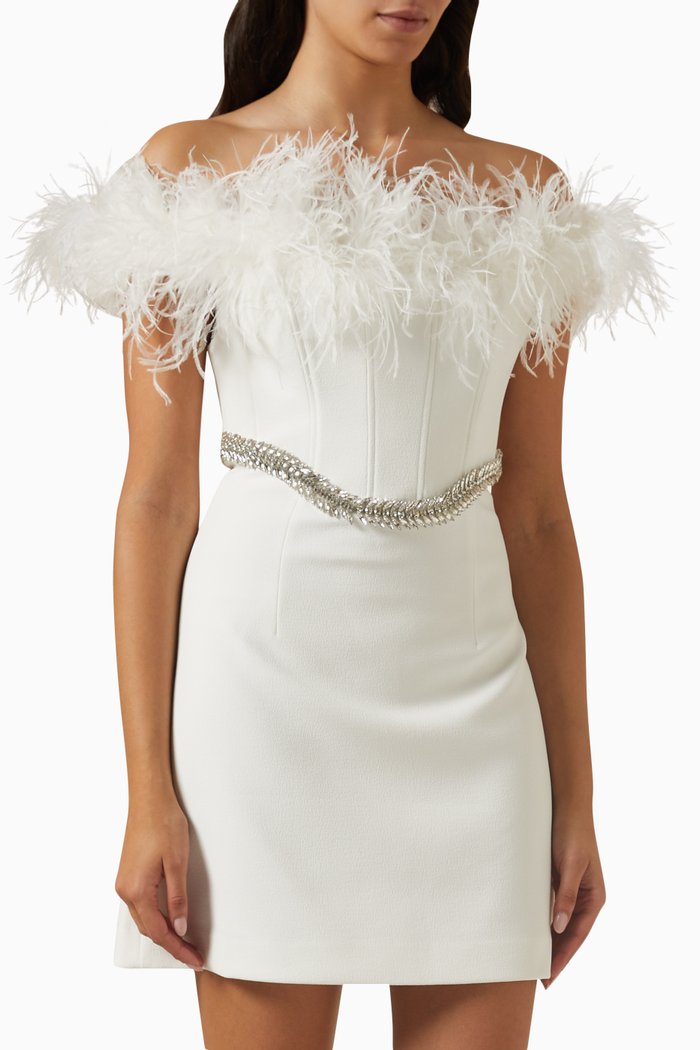 

Blanche Mini Dress in Crêpe, White