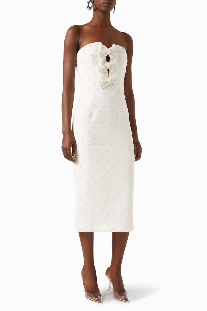 

Ophelia Midi Dress in Crêpe, White