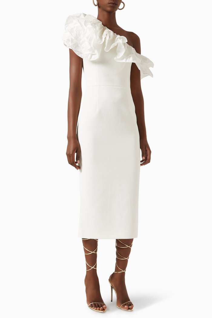 

Cora Midi Gown in Crêpe, White