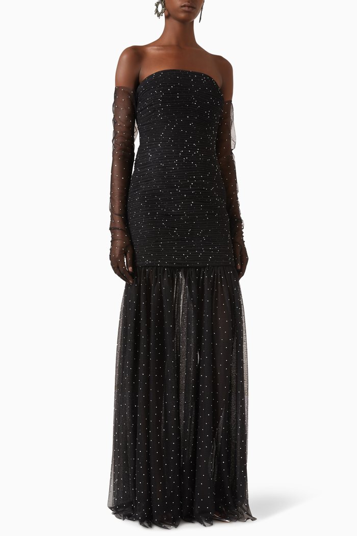 

Lilah Diamante Gown in Tulle, Black