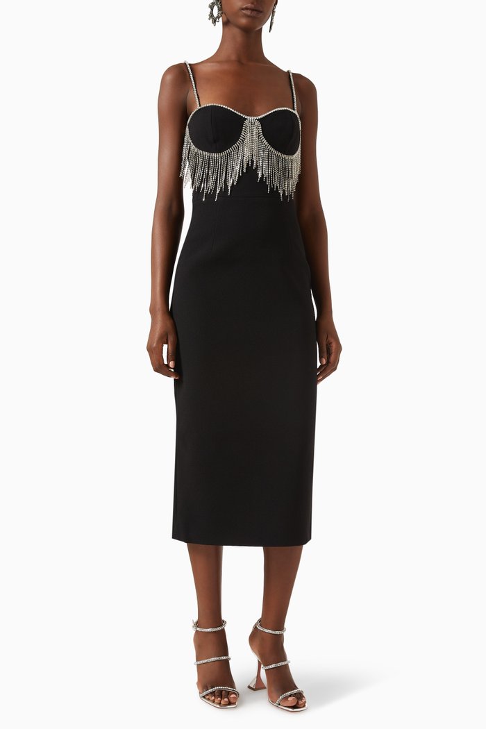 

Estelle Diamante Midi Dress in Crêpe, Black