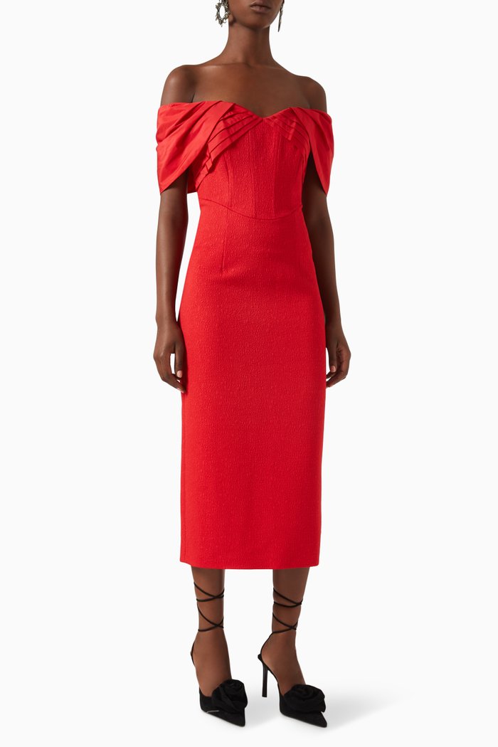 

Chiara Midi Dress in Crêpe, Red