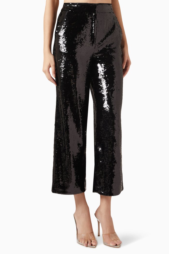 

Relaxed-fit Pants in Sequin, Black