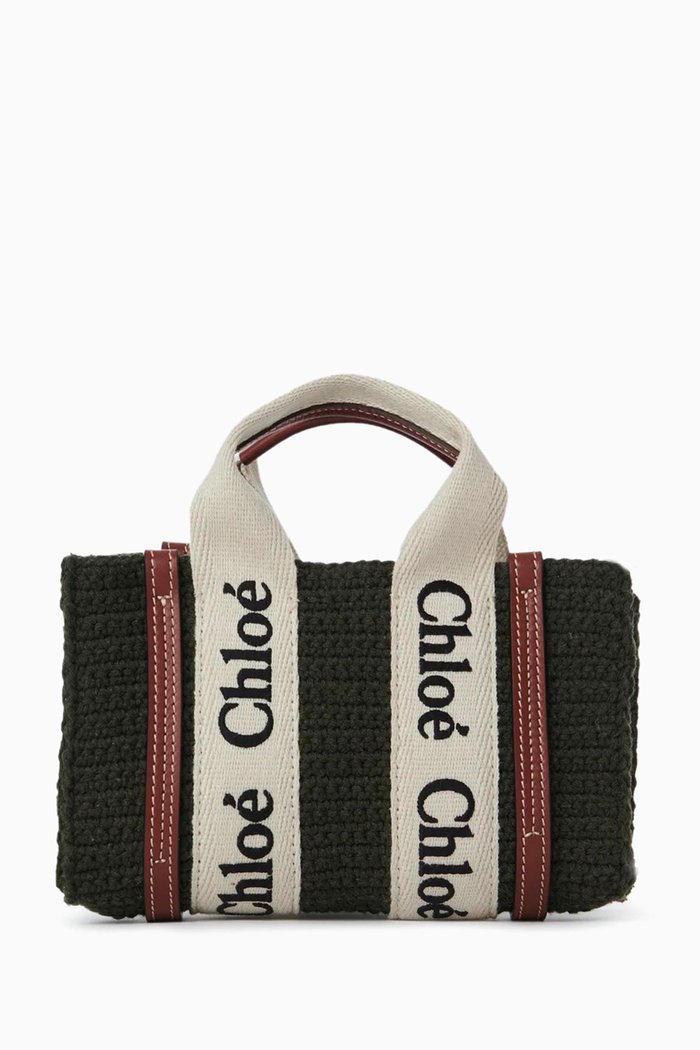 

Mini Woody Tote Bag in Crochet, Grey