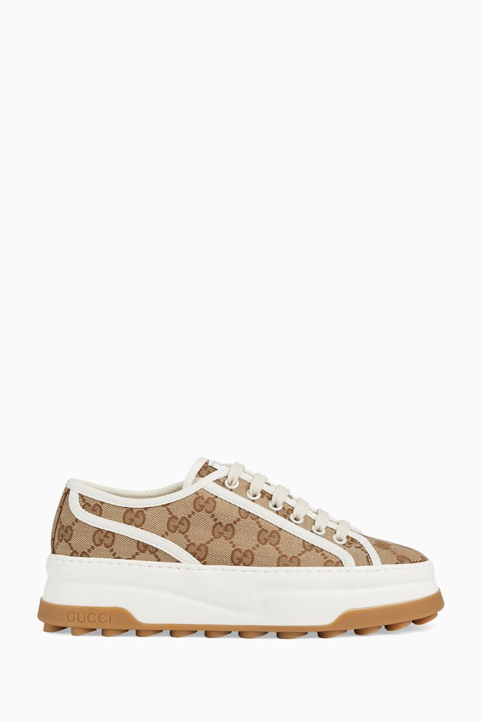 

Platform Sneakers in Original GG canvas, Brown