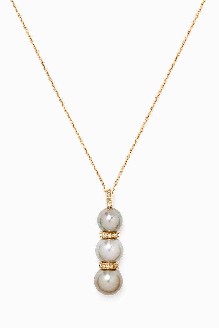 

Amulette Pearl & Diamond Drop Necklace in 18kt Yellow Gold