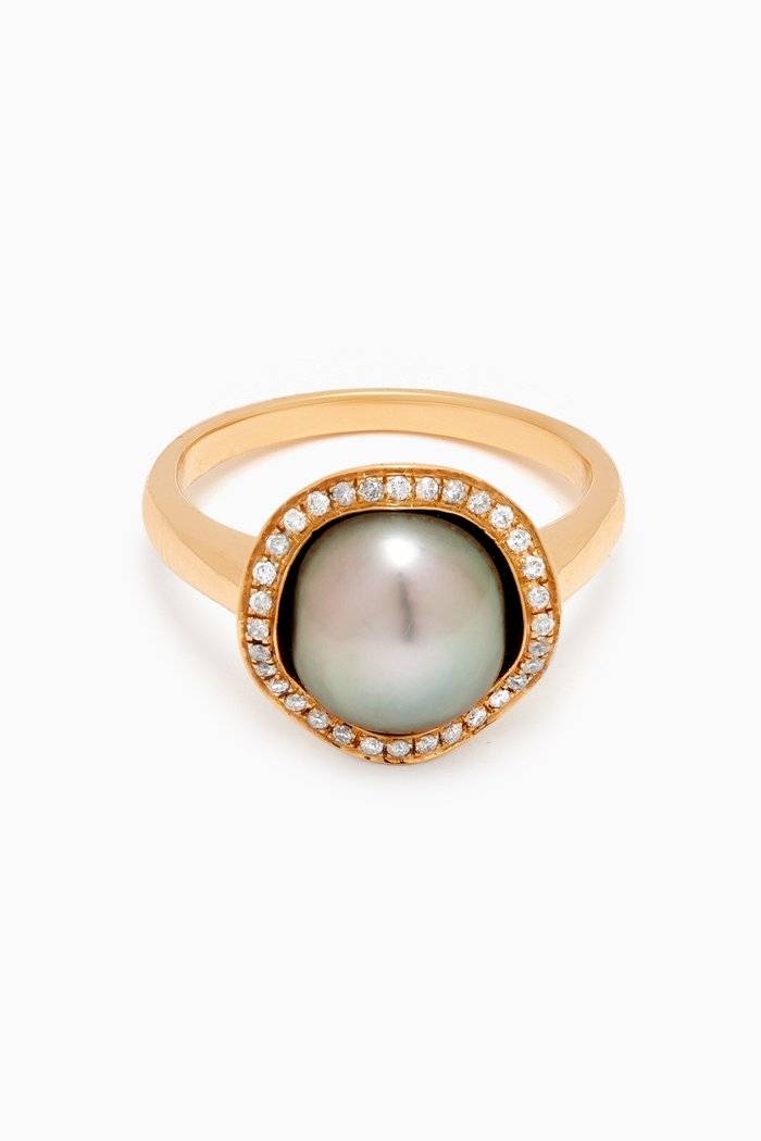 

Amulette Pearl & Diamond Ring in 18kt Gold, Yellow