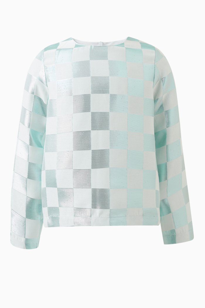 

Checkered Top in Polyester, Blue