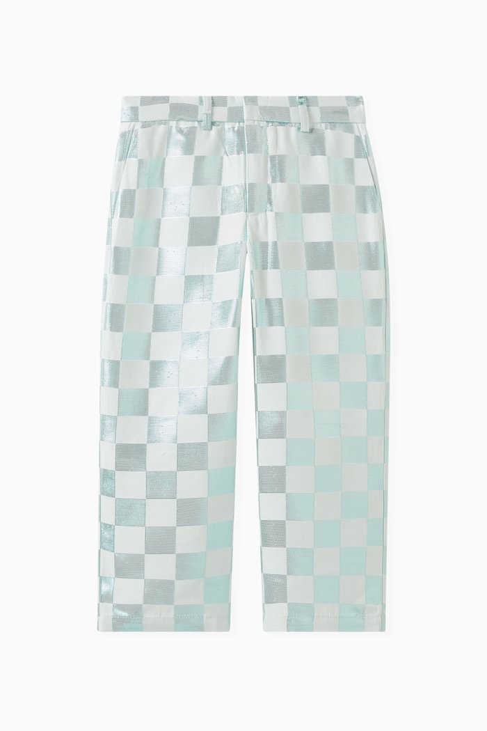 

Checkerboard-motif Pants in Acetate, Blue