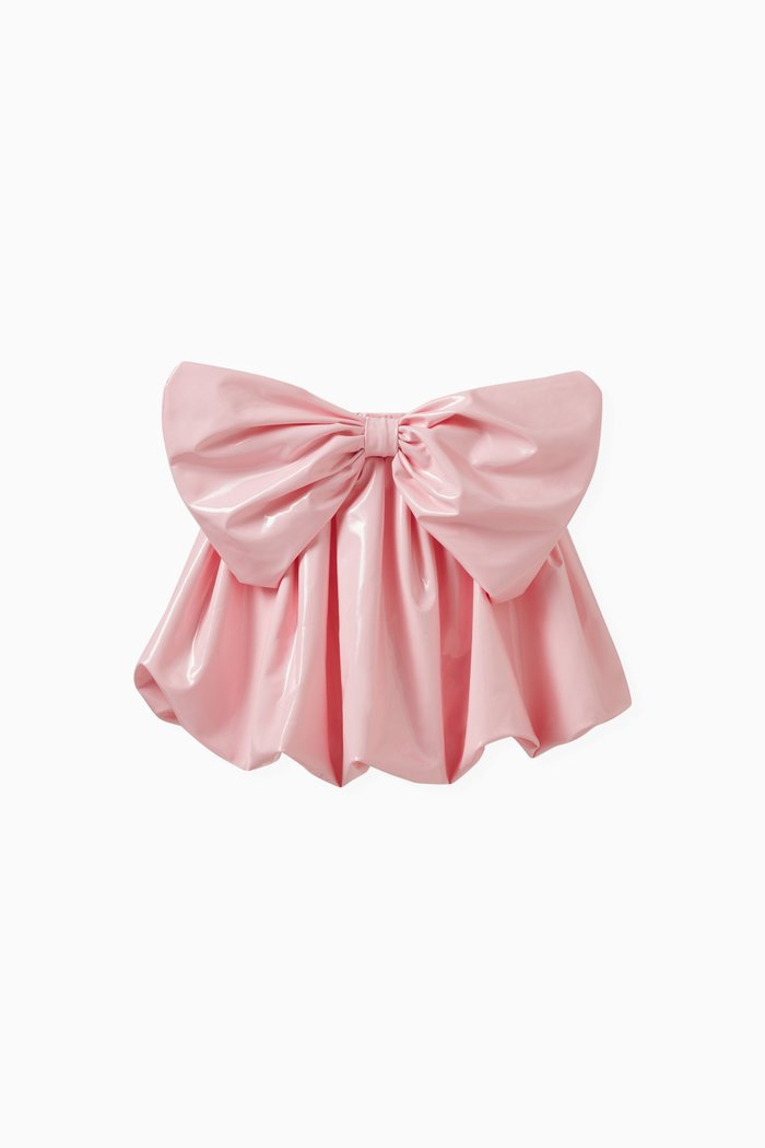 Glossy Bow-detail Skirt, Pink