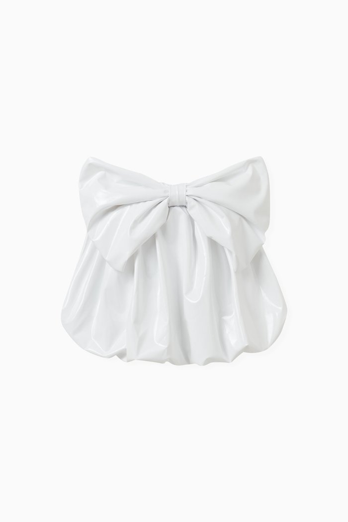 

Glossy Bow-detail Skirt, White