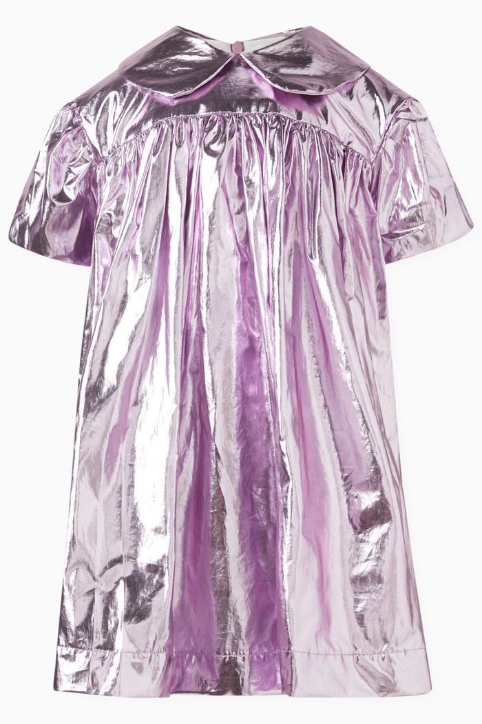 

Metallic-effect Shirt Dress in Lamé, Purple