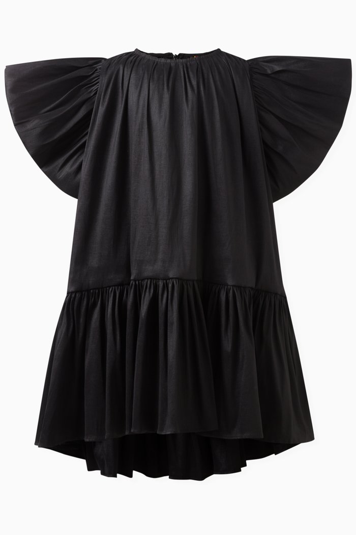 

Butterfly-sleeve Dress in Nylon Blend, Black