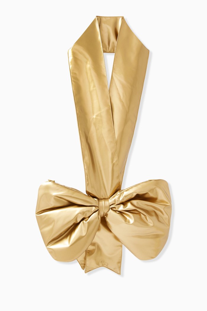 

Bow-detail Shoulder Bag in Nylon, Gold